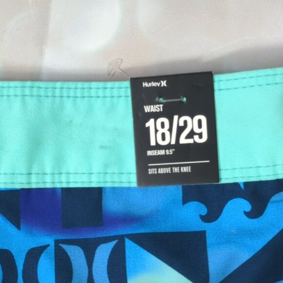 Hurley Mens Graphic Swim Trunks Size 18/29 Blue Green Polyester - Picture 11 of 12